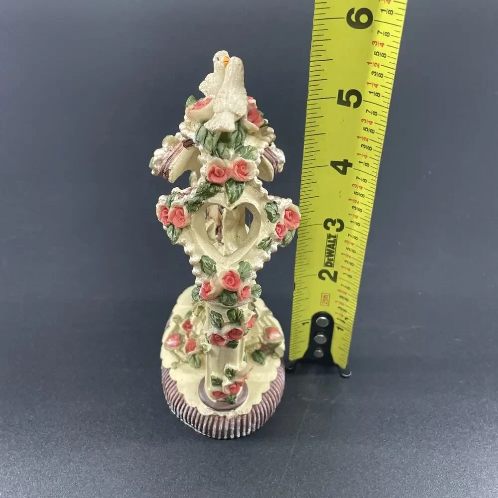Vtg Arch Wedding Cake Topper Keepsake Bride Groom Roses Doves Hearts Antq Style